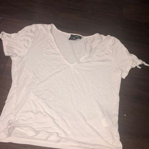 V-neck white top